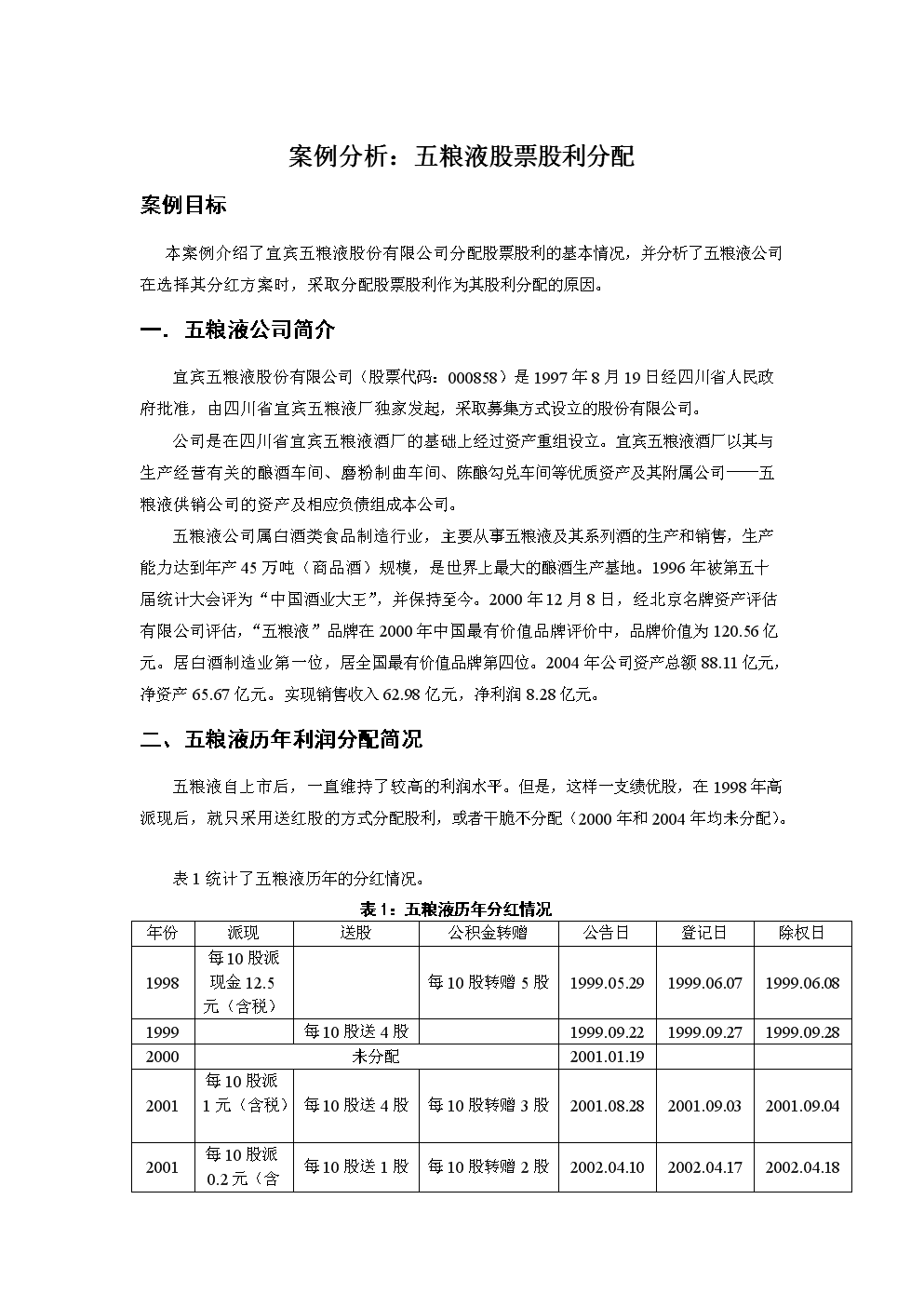 五粮液股票股利反葱轮配案例.doc